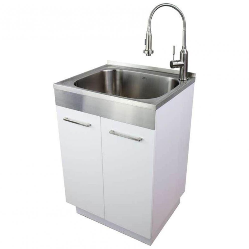TCA-2420-WS 24-in All-in-One Apron Front Laundry/Utility Sink Kit in White