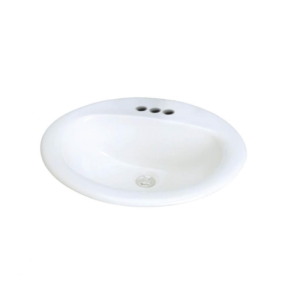 Akron Vitreous China 20-in Drop-in Lavatory with 4-in CC Faucet Holes