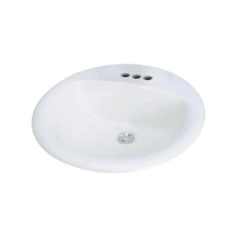 Preston Vitreous China 20-in Round Drop-in Lavatory with 4-in CC Faucet Holes