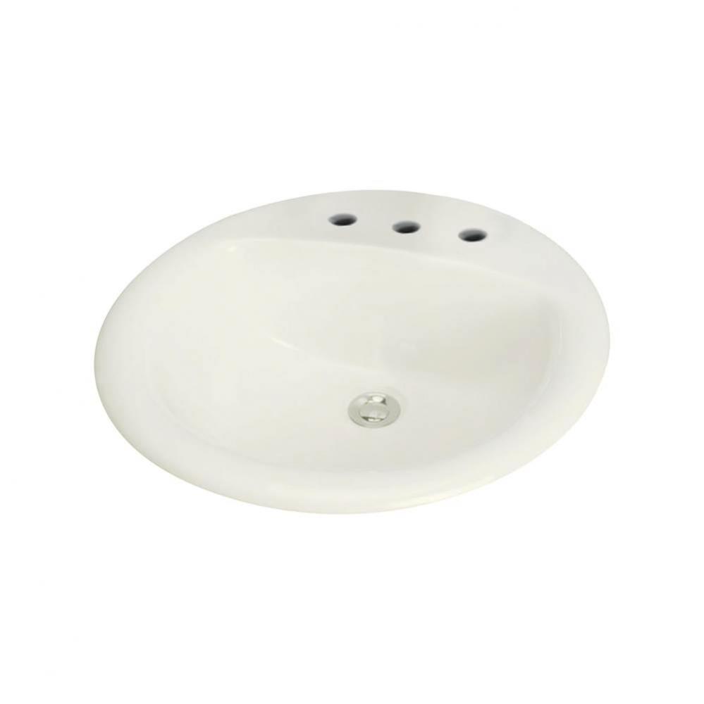 Preston Vitreous China 19-in Round Drop-in Lavatory with 8-in CC Faucet Holes