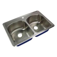 Transolid TR-MTDD33229-1 - Meridian 33in x 22in 16 Gauge Drop-in Double Bowl Kitchen Sink with 1 Faucet Hole