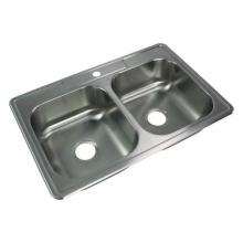 Transolid TR-STDE33227-1 - Select 33in x 22in 20 Gauge Drop-in Double Bowl Kitchen Sink with 1 Faucet Hole