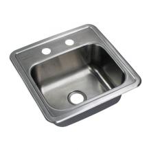 Transolid TR-STSB15156-2 - Select 15in x 15in 20 Gauge Drop-in Single Bowl Kitchen/Bar Sink with 2 Faucet Holes