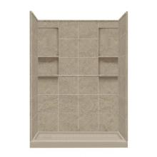 Transolid DKWF6008L-94 - 30'' x 60'' x 83'' Solid Surface Left-Hand Alcove Shower Kit in Sand