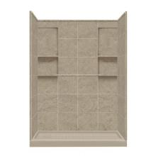 Transolid DKWF6028L-94 - 32'' x 60'' x 83'' Solid Surface Left-Hand Alcove Shower Kit in Sand