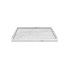 Transolid F6032L-91 - 60'' x 32'' Solid Surface Left-Hand Shower Base in White Carrara