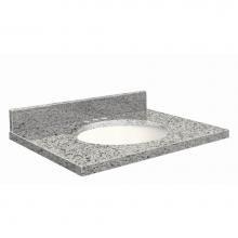 Transolid G2519-F4-A-W-8 - Granite 25-in x 19-in Bathroom Vanity Top with Eased Edge, 8-in Centerset, and White Bowl in Rosse