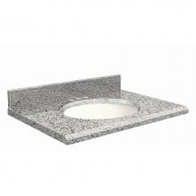 Transolid G2519-F4-E-W-8 - Granite 25-in x 19-in Bathroom Vanity Top with Beveled Edge, 8-in Centerset, and White Bowl in Ros