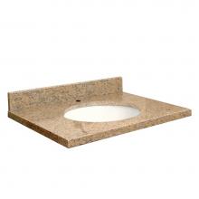 Transolid G2522-E1-A-W-1 - Granite 25-in x 22-in Bathroom Vanity Top with Eased Edge, Single Faucet Hole, and White Bowl in G