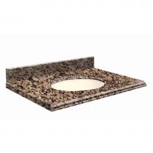 Transolid G3122-E5-A-B-8C - Granite 31-in x 22-in Bathroom Vanity Top with Eased Edge, 8-in Contour, and Biscuit Bowl in Balti