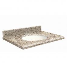 Transolid G3122-F2-E-W-4 - Granite 31-in x 22-in Bathroom Vanity Top with Beveled Edge, 4-in Centerset, and White Bowl in Gia
