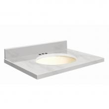 Transolid G3122-M1-A-B-4 - Natural Marble 31-in x 22-in Bathroom Vanity Top with Eased Edge, 4-in Centerset, and Biscuit Bowl