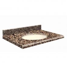 Transolid G3719-E5-E-B-4 - Granite 37-in x 19-in Bathroom Vanity Top with Beveled Edge, 4-in Centerset, and Biscuit Bowl in B