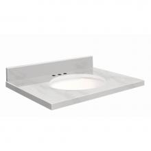 Transolid G3719-M1-A-W-8 - Natural Marble 37-in x 19-in Bathroom Vanity Top with Eased Edge, 8-in Centerset, and White Bowl i