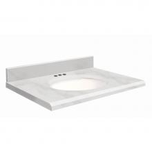 Transolid G3719-M1-E-W-4 - Natural Marble 37-in x 19-in Bathroom Vanity Top with Beveled Edge, 4-in Centerset, and White Bowl