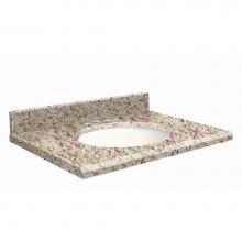 Transolid G4919-F2-E-W-8C - Granite 49-in x 19-in Bathroom Vanity Top with Beveled Edge, 8-in Contour, and White Bowl in Giall