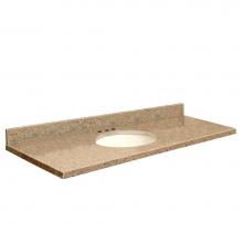 Transolid G6122-E1-A-B-8 - Granite 61-in x 22-in Bathroom Vanity Top with Eased Edge, 8-in Centerset, and Biscuit Bowl in Gia