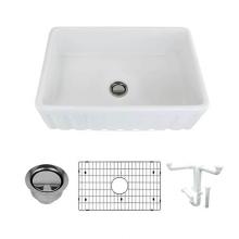 Transolid TR-K-FUSF302010 - Logan 30in x 20in Super Undermount Single Bowl Farmhouse Fireclay Kitchen Sink with Reversible (Fl