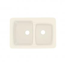 Transolid KDT33226-05 - Savannah 33in x 22in Solid Surface Drop-in Double Bowl Kitchen Sink, in Almond