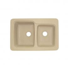 Transolid KDT33226-67 - Savannah 33in x 22in Solid Surface Drop-in Double Bowl Kitchen Sink, in Matrix Khaki