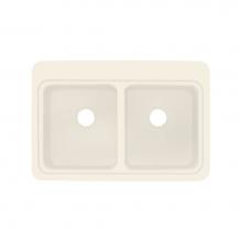 Transolid KDT33229-05 - Charleston 33in x 22in Solid Surface Drop-in Double Bowl Kitchen Sink, in Almond
