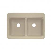 Transolid KDT33229-67 - Charleston 33in x 22in Solid Surface Drop-in Double Bowl Kitchen Sink, in Matrix Khaki