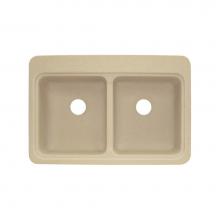 Transolid KDT3322C-67 - Charlotte 33in x 22in Solid Surface Drop-in Double Bowl Kitchen Sink, in Matrix Khaki