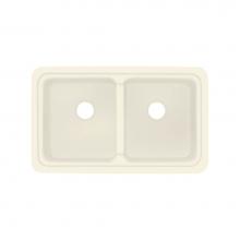 Transolid KDU3018-08 - Aberdeen 30-in x 18-in Solid Surface Undermount Double Bowl Kitchen Sink, in Biscuit