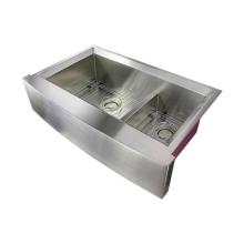 Transolid TR-PUDOF362211 - Studio 35.5-in x 22in 14 Gauge Undermount Double Bowl Farmhouse Kitchen Sink with SinkPocket and L
