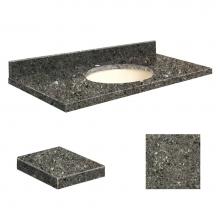 Transolid Q2519-4K-A-B-1 - Quartz 25-in x 19-in Bathroom Vanity Top with Eased Edge, Single Faucet Hole, and Biscuit Bowl in