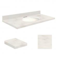 Transolid Q2519-4M-A-W-4 - Quartz 25-in x 19-in Bathroom Vanity Top with Eased Edge, 4-in Centerset, and White Bowl in Antiqu