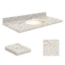 Transolid Q2519-4N-A-B-8C - Quartz 25-in x 19-in Bathroom Vanity Top with Eased Edge, 8-in Contour, and Biscuit Bowl in Almond