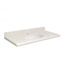 Transolid Q2522-3A-E-W-1 - Quartz 25 -in x 22-in 1 Sink Bathroom Vanity Top with Beveled Edge, Single Faucet Hole, and White