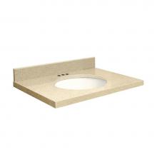 Transolid Q2522-3X-A-W-4 - Quartz 25-in x 22-in Bathroom Vanity Top with Eased Edge, 4-in Centerset, and White Bowl in Nature