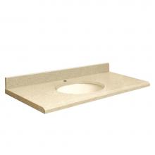 Transolid Q2522-3X-E-B-1 - Quartz 25-in x 22-in Bathroom Vanity Top with Beveled Edge, Single Faucet Hole, and Biscuit Bowl i