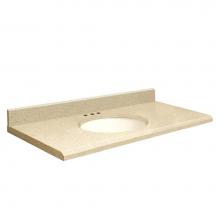 Transolid Q2522-3X-E-W-8 - Quartz 25 -in x 22-in 1 Sink Bathroom Vanity Top with Beveled Edge, 8-in Centerset, and White Bowl