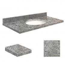 Transolid Q2522-4I-A-W-4 - Quartz 25-in x 22-in Bathroom Vanity Top with Eased Edge, 4-in Centerset, and White Bowl in Overtu