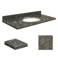 Transolid Q2522-4K-A-W-4 - Quartz 25-in x 22-in Bathroom Vanity Top with Eased Edge, 4-in Centerset, and White Bowl in Tempes