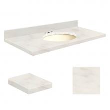 Transolid Q2522-4M-A-B-8 - Quartz 25-in x 22-in Bathroom Vanity Top with Eased Edge, 8-in Centerset, and Biscuit Bowl in Anti