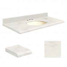 Transolid Q2522-4M-E-B-8C - Quartz 25-in x 22-in Bathroom Vanity Top with Beveled Edge, 8-in Contour, and Biscuit Bowl in Anti