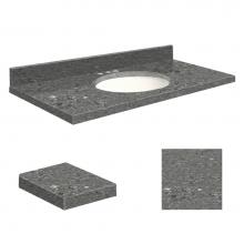 Transolid Q2522-4T-A-W-8 - Quartz 25-in x 22-in Bathroom Vanity Top with Eased Edge, 8-in Centerset, and White Bowl in Greyst