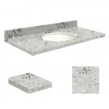 Transolid Q2522-6C-A-W-4 - Quartz 25-in x 22-in Bathroom Vanity Top with Eased Edge, 4-in Centerset, and White Bowl in Winter