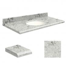 Transolid Q2522-6C-E-W-4 - Quartz 25 -in x 22-in 1 Sink Bathroom Vanity Top with Beveled Edge, 4-in Centerset, and White Bowl