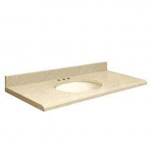 Transolid Q3119-3X-E-B-8 - Quartz 31-in x 19-in Bathroom Vanity Top with Beveled Edge, 8-in Centerset, and Biscuit Bowl in Na