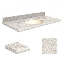 Transolid Q3119-4N-E-B-1 - Quartz 31-in x 19-in Bathroom Vanity Top with Beveled Edge, Single Faucet Hole, and Biscuit Bowl i