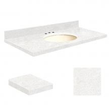 Transolid Q3119-4W-A-B-8C - Quartz 31-in x 19-in Bathroom Vanity Top with Eased Edge, 8-in Contour, and Biscuit Bowl in Natura