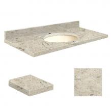 Transolid Q3119-6D-A-B-1 - Quartz 31-in x 19-in Bathroom Vanity Top with Eased Edge, Single Faucet Hole, and Biscuit Bowl in