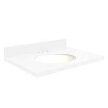 Transolid Q3119-N1-A-W-4 - Quartz 31-in x 19-in Bathroom Vanity Top with Eased Edge, 4-in Centerset, and White Bowl in Nano C