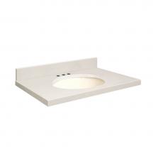 Transolid Q3122-3A-A-B-8 - Quartz 31-in x 22-in Bathroom Vanity Top with Eased Edge, 8-in Centerset, and Biscuit Bowl in Mila