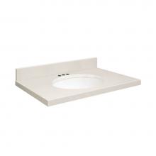 Transolid Q3122-3A-A-W-4 - Quartz 31-in x 22-in Bathroom Vanity Top with Eased Edge, 4-in Centerset, and White Bowl in Milan
